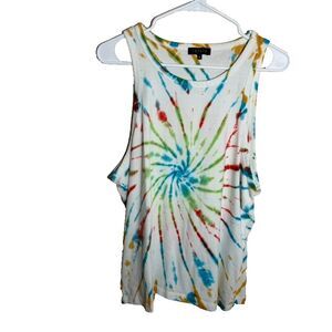 1. State Tank Top Women's XL Tie Dye Sleeveless Printed Round Neck Shirt